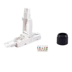 Conectores RJ45 - Kit de 5 Unidades, categoría 6, Montaje sin Herramientas, Ideal para Redes de Alta Velocidad y fácil instalación.