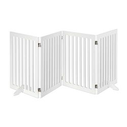 Relaxdays Wooden Safety Barrier, Adjustable Gate for Dogs & Children, Fireplace & Oven, MDF, 4 Panels, 70x206.5cm, White, Fibreboard, One Item