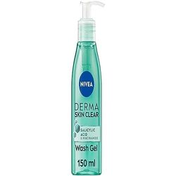 NIVEA Derma Skin Clear Wash Gel (200 ml), Gel detergente viso detergente profondo, Lavaggio viso acido salicilico arricchito con niacinamide per pulire i pori e rimuovere le impurità