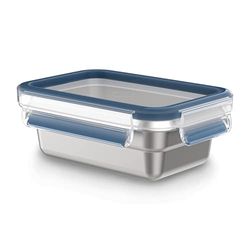 Emsa N11503 Clip & Close Contenitore salvafreschezza in acciaio inox, rettangolare, capacità: 0,5 l, sostenibile, in acciaio inox leggero, a prova di perdite, resistente al gelo, lavabile in