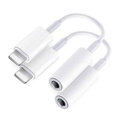 Hörlursadapter [Apple MFi-certifierad] 2 stycken Lightning till jack 3,5 adapter aux till 3,5 mm hörlursuttag, kompatibel med iPhone 14/13/12/11/XR/X/XS/8/7 stöder alla iOS