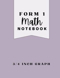 Form 1 Math Notebook | LAVENDER | Grades 1-3: 3/4 inch graph paper
