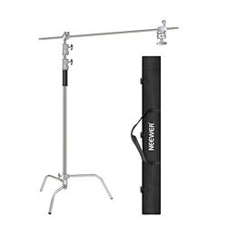 NEEWER C Stand Stativo Luce da 3m con Braccio Boom di Estensione da 1,2m, Testa di Presa da 2pz e Borsa da Trasporto per Studio Fotografico, Riflettore, Ombrello, Flash Monoluce, ecc. (Versione Base)
