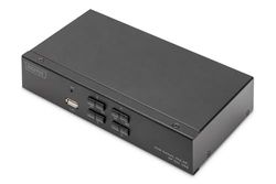 DIGITUS Displayport KVM-Switch - 4-Port Single-Display - 4 PC 1 Moniteur - 1x Souris, Clavier & Audio pour 4 Ordinateurs - UHD 4K@60Hz (4096 x 2160p) - Commutateur Hot-Key - 1x Hub USB 2.0 - Noir