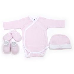 Cambrass – en Velours – Coffret Cadeau écharpe, Gants, Bonnet et Chaussons Kit de démarrage - Rose - Rose, 3-6 Mois