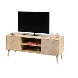 Urban Living Shelby TV-meubel met 2 deuren en 2 planken, push-pull-systeem, 120 x 40 x 49 cm