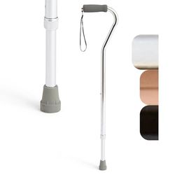 Medline Aluminum-Chrome Offset Walking Cane, Adjusts 29–38” & Supports Up to 300 Lbs. — Mobility Aid Provides Balance for Seniors & Adults