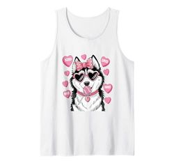 Husky Dog Coquette Candy Valentines Day Pet Lover Hearts Canotta