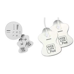 OMRON PocketTens es un potente dispositivo TENS portátil que cabe en la palma de la mano + Long Life HV-LLPAD-E Electrodos de recambio para las máquinas de electroestimulación