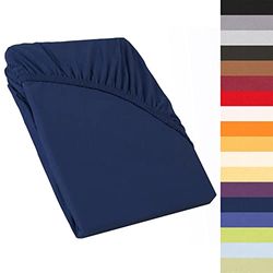 CelinaTex Perla Box resårsäng, vattensängsöverdrag, formsytt lakan, 140 x 200 – 160 x 200 cm, mörkblå, jersey, mako-bomull, 160 g/m² lakan