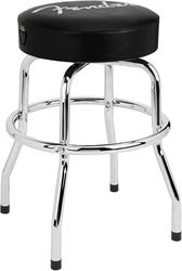 Fender Tabouret, Idéal pour Les Joueurs et Fans de Guitare, avec Logo Spaghetti, Rembourré en Mousse, 24", Noir et Chrome