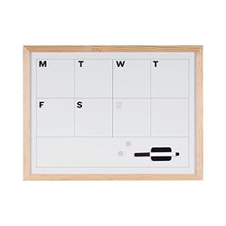 Bi-Office Lavagna Planner Settimanale, Lavagna Magnetica e Cancellabile a Secco, Cornice In Legno Pino, 120 x 90cm