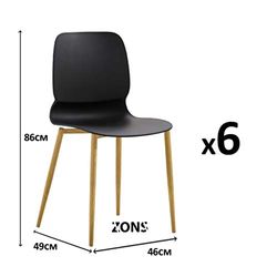 Zons MAZ Set van 6 stoelen, metaal, polypropyleen, 46 x 49 x 86 cm, zwart