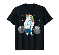 Unicorno sollevamento pesi fitness palestra Deadlift divertente regalo Maglietta