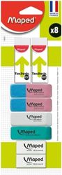 Maped - Set di 8 gomme variegate - Mini gomme Bianche - gomme Dust Free Senza ftalati - gomme per Il Disegno - gomme Prodotte in Francia