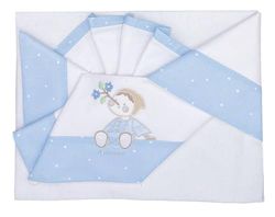 Andy & Helen 3-delige beddengoedset voor wieg, geborduurd laken + hoeslaken met elastieken en kussensloop, geschikt voor kinderwagen, babydraagtas, roze