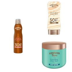 Hawaiian Tropic Can Spray Oil Spf 30, 180ml + Hawaiian Tropic, Lozione Solare Hydrating Protection Sunscreen SPF 50, 180 ml + Hawaiian Tropic Body Butter Doposole 250 ml
