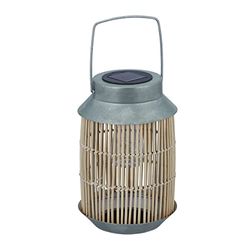 Relaxdays Lampada Solare per Ambienti Esterni, Lanterna con Catena di Luci a LED, Giardino e Balcone, Marrone Argento