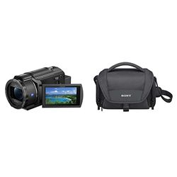 Sony FDR-AX43AB – Videocamera 4K - Exmor R CMOS Sensor, Modalità registrazione: XAVCS 4K 3840 x 2160, Nero & LCS-U21 Custodia morbida per fotocamera o videocamera e accessori, Nero