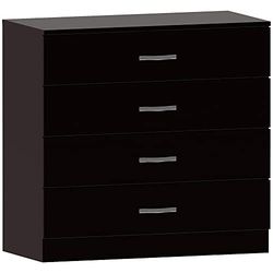 Vida Designs Home Discount preto peito de gavetas, 4 gavetas com alças de metal e corredores, único Anti-Bowing gaveta suporte, quarto rico móveis de armazenamento