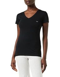 Emporio Armani Donna V Neck T-Shirt Iconic Cotton Maglietta, Nero, XS