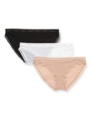 Calvin Klein Bikini 3pk Bragas, Mujer, BLACK/WHITE/HONEY ALMOND, XS (Pack de 3) para Mujer