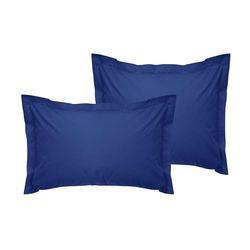 Premium Oxford Pillowcase Set (2 Pieces), Dark Blue, 80 x 80 + 5 cm, 100% Cotton Ranforce, 155 Thread Count | Envelope Closure, Machine Washable at 30°C