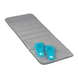 Relaxdays Memory Foam Bathmat, Non-Slip Carpet, WXD: 39 x 113 cm, Absorbent, Soft, Quick-Drying, Bath Rug, Grey, 20% Plastic 40% Polyester, 40x120cm