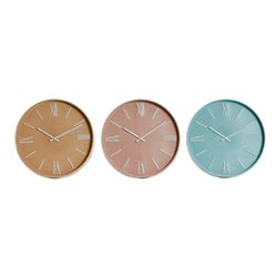 Home ESPRIT Wall Clock Blue Pink Mustard PVC 30 x 4 x 30 cm (3 Units)