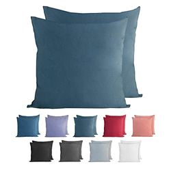 Komfortec 100% Cotton Pillowcases Set of 2 50 x 50 cm, Super Soft Premium Jersey Pillowcase 150 g/m², Cushion Cover, Petrol Blue