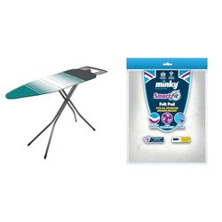 Minky Extra Wide Large Ironing Board with Steam Generator Iron Compatible Rest, HH40707103K, Black & Thick Felt Pad, White, Large