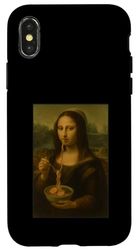Mona Lisa Mashup Mashup Mashup de nouilles amusantes, mangeant des ramen Coque pour iPhone X/XS