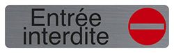 Exacompta - Réf. 67152E - 1 plaque de porte adhésive Entrée interdite - Plaque murale imprimée de signalisation - Sur tous supports - Aspect aluminium brossé - Dimensions : 16,5 x 4,4 cm