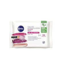 NIVEA Toallitas Desmaquilladoras Suaves (1 x 25 ud), toallitas desmaquillantes para piel seca y sensible, toallitas húmedas para rostro, ojos, labios y cuello