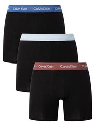 Calvin Klein Hombre Pack de 3 Bóxers Algodón con Stretch, B- Marron, Skyway, True Navy Wbs, XS