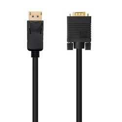 Convertitore cavo DisplayPort a VGA consente di collegare un dispositivo con uscita DP a un display con ingresso VGA. Colore nero, lunghezza 2,0 metri, connettori maschio su entrambe le estremità.