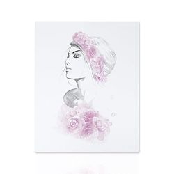 Declea Afbeelding Glamour Woman & Flowers moderne print op canvas - wooncultuur woonkamer print kwaliteit