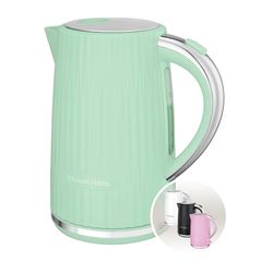 Russell Hobbs Bollitore Elettrico Eden Pistacchio (capacità 1,7L,apertura a pressione, beccuccio Perfect Pour, filtro lavabile rimovibile, interruttore illuminato, dettagli cromati,2400W)27360-70.