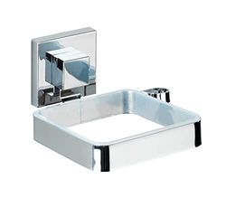 WENKO Vacuum-Loc® porta asciugacapelli in acciaio inox Quadro, Acciaio inossidabile, 14 x 7.5 x 13.5 cm, Lucido