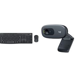 Logitech MK295 Kit Mouse E Tastiera Wireless, Tecnologia Silenttouch, Layout Italiano Qwerty, Nero & C270 Webcam HD, HD 720p/30fps, Videochiamate HD Widescreen, Nero