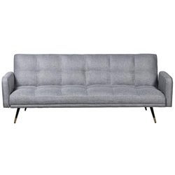 DRW 3-zitsbank van polyester met metalen poten, grijs, zwart en goud, 193 x 83 x 75 cm