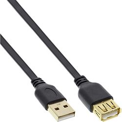 InLine Cabo plano USB 2.0, preto, contactos dourados, Am/AF, 3 m 1 item