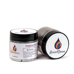 RESIN4DECOR Pigmento di Mica in Polvere Metallizzata Perlescente, Forte Purezza e profondità, Atossico, per Trucco, Resina Epossidica, Gioielli, Tela, Arte Fai da Te, 25g (Silver)