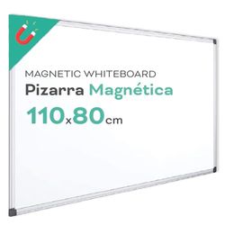 Ofituria Tableau magnétique blanc, cadre en aluminium, surface lisse, facile à effacer, pour prendre des notes, dessiner, enseigner ou organiser l'outil pour le bureau et l'école 110 x 80 cm