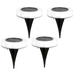 AKTIVE 61556, 4 stuks solarlampen voor buiten, continu licht tussen 6 en 8 uur, 8 leds, 4 lumen, waterdicht, zonnelampen, led-zonnelampen voor buiten