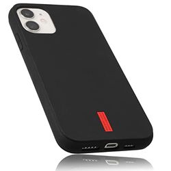 mumbi fodral kompatibelt med iPhone 12/iPhone 12 Pro mobiltelefonfodral mobilskal, svart med röda ränder – 6,1 tum