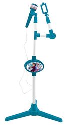 Lexibook Microphone La Reine des Neiges 2 Elsa Anna Olaf avec enceinte et pied lumineux, prise auxiliaire pour connecter la musique, Bleu/Violet, S150FZ
