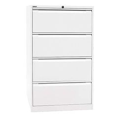 Bisley H61101 – Armario, doppelbahnig, DIN A4, 4 cajones, HR de Metal, 696 Tráfico Color Blanco, 62.2 X 80 X 132.1 cm