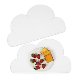 Relaxdays Children's Place Mat Set, 2X Pack, Cloud Design, Silicone, Easy to Clean, Kids, W x D: 47.5 x 26.5 cm, White, 0.2 x 47.5 x 26.5 cm