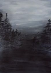 Notebook "Lost", Dark Forest With Fog Motive (60 Pages, Lined, A5, 14.8 x 21 cm, Fantasy)